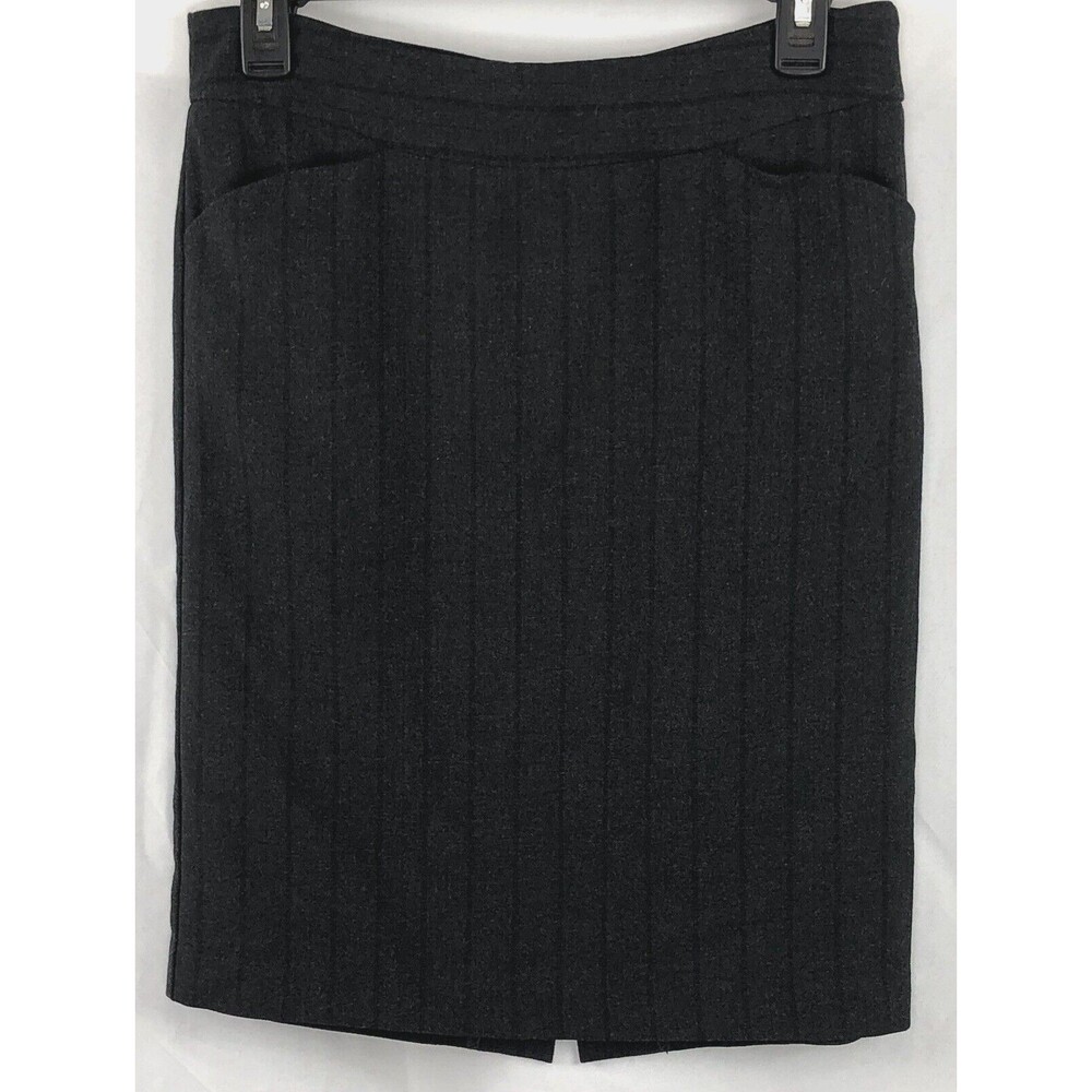 Akira straight pencil skirt S gray stripe 28"W pocket career knee length Classic